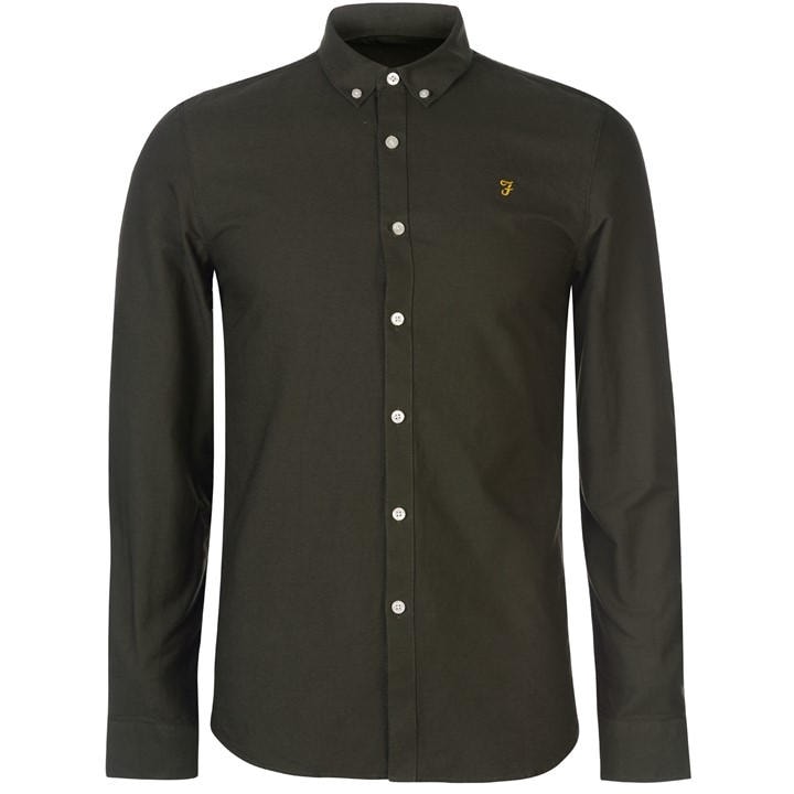 Farah Men's Green Oxford Long Sleeve Shirt in Size 2XL, Sports Direct