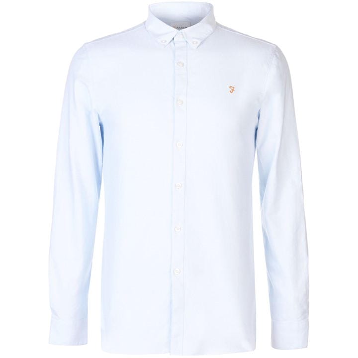 Farah Men's Blue Oxford Long Sleeve Shirt in Size XS, Sports Direct