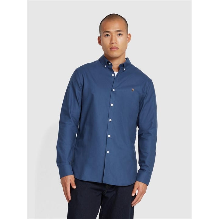 Farah Men's Blue Oxford Long Sleeve Shirt in Size L, Sports Direct