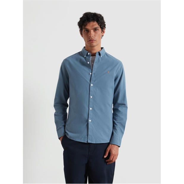 Chalk Blue 413 - Farah - Oxford Long Sleeve Shirt