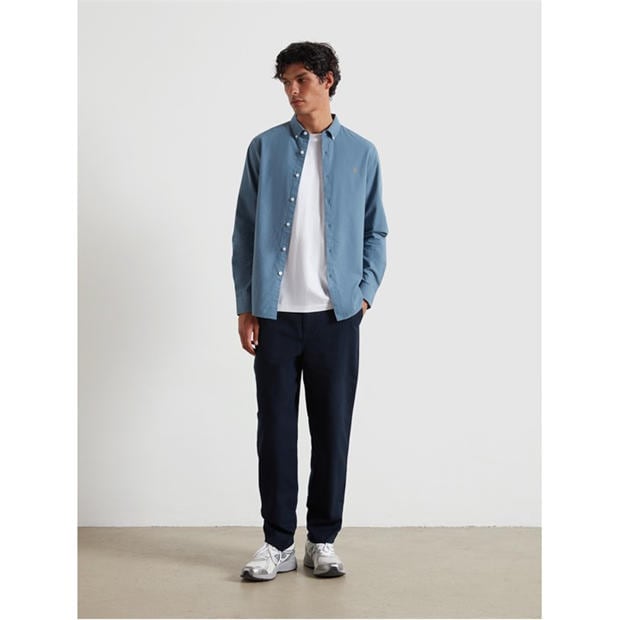 Chalk Blue 413 - Farah - Oxford Long Sleeve Shirt