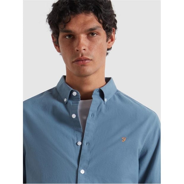 Chalk Blue 413 - Farah - Oxford Long Sleeve Shirt
