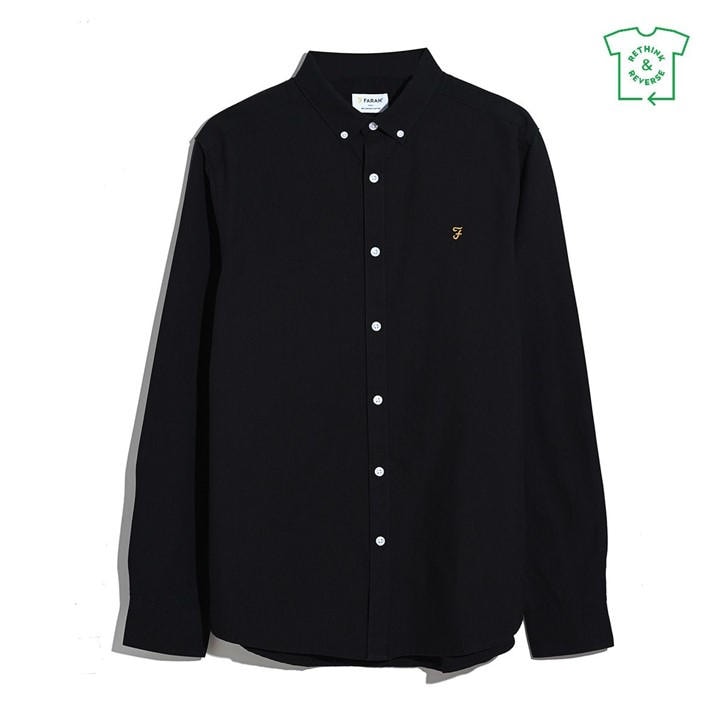 Farah Men's Black Oxford Long Sleeve Shirt in Size XL, Sports Direct