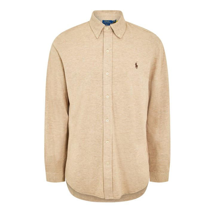Polo Ralph Lauren Men's Beige Slim Fit Button-Down Plain Shirt in Size M, Sports Direct
