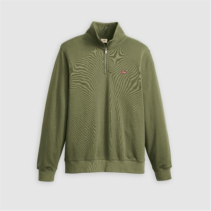 Levis Men's Green Original Hm 1/4 Zip Moss Olive in Size XL, Sports Direct