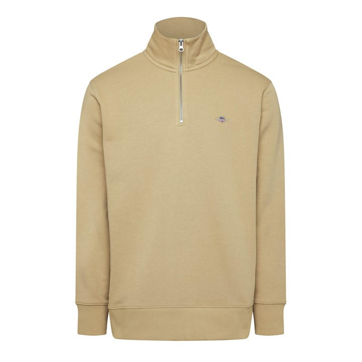 Gant Men's Beige Shield Half Zip Fleece Top in Size L, Sports Direct