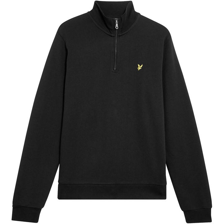 Lyle & Scott Mens Embroidered Quarter Zip Sweatshirt - Black Cotton - Size X-Large - Image 3