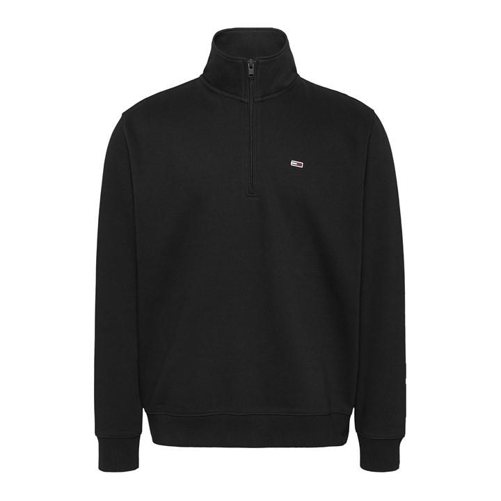 Tommy Jeans Men' Black Flag 1/4 Zip Fleece in Size S, Sports Direct