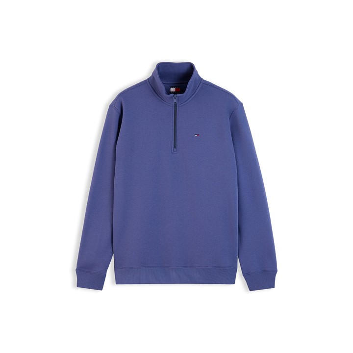 Tommy Jeans Men' Blue Flag 1/4 Zip Fleece in Size S, Sports Direct
