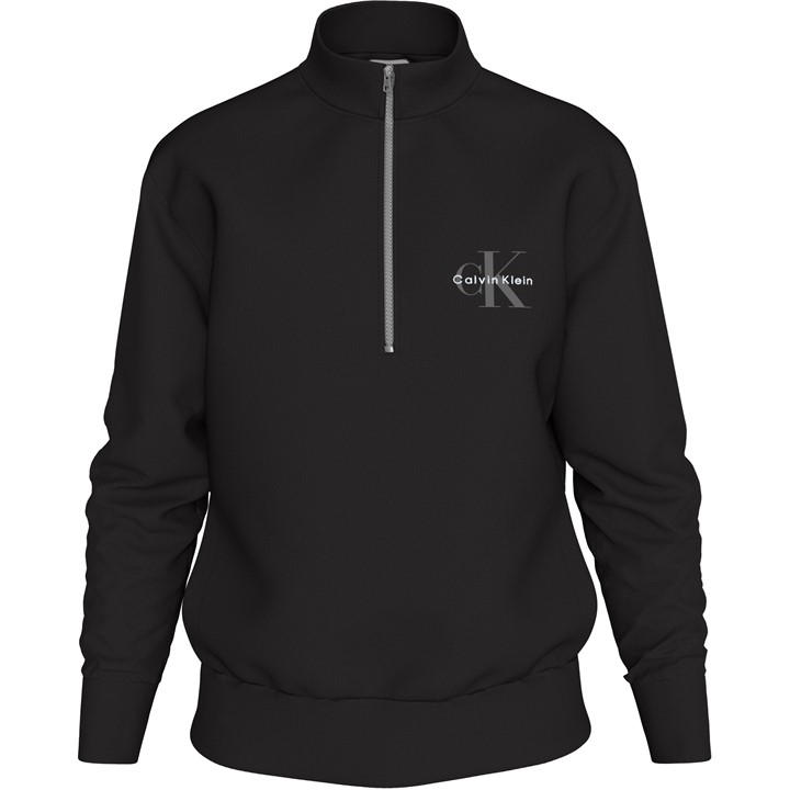 Calvin Klein Jeans Men's Black Ckj Monogram Quarter-Zip Fleece in Size M, Sports Direct