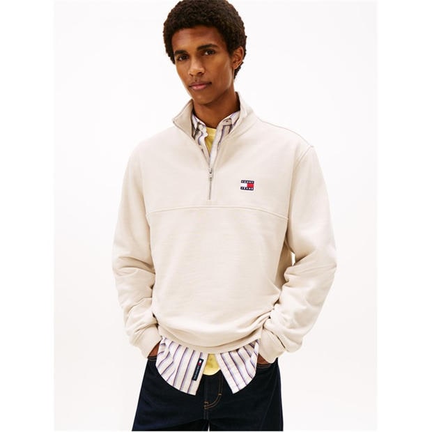 Ősi Fehér - Tommy Jeans - Men's Regular Badge 1/4 Zip Fleece