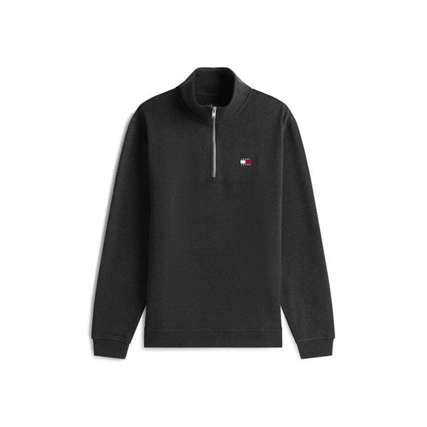 Black Htr - Tommy Jeans - Men's Regular Badge 1/4 Zip Fleece