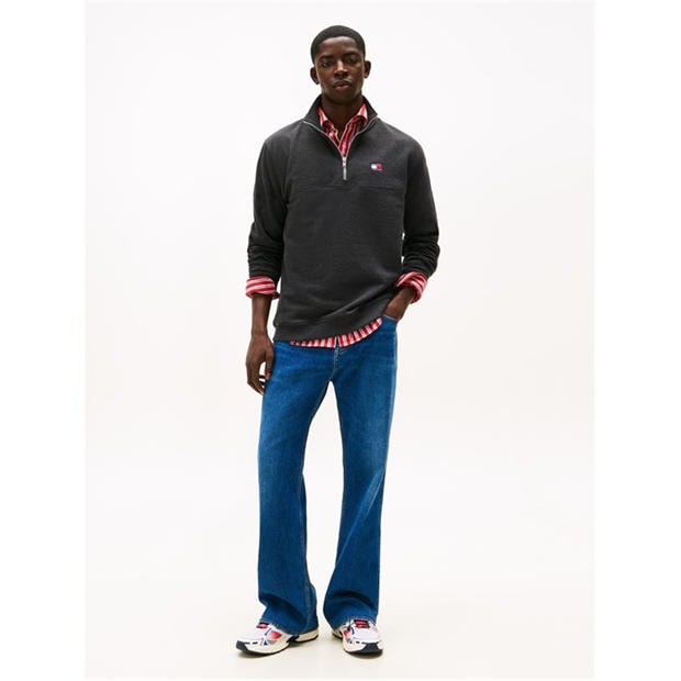 Black Htr - Tommy Jeans - Men's Regular Badge 1/4 Zip Fleece