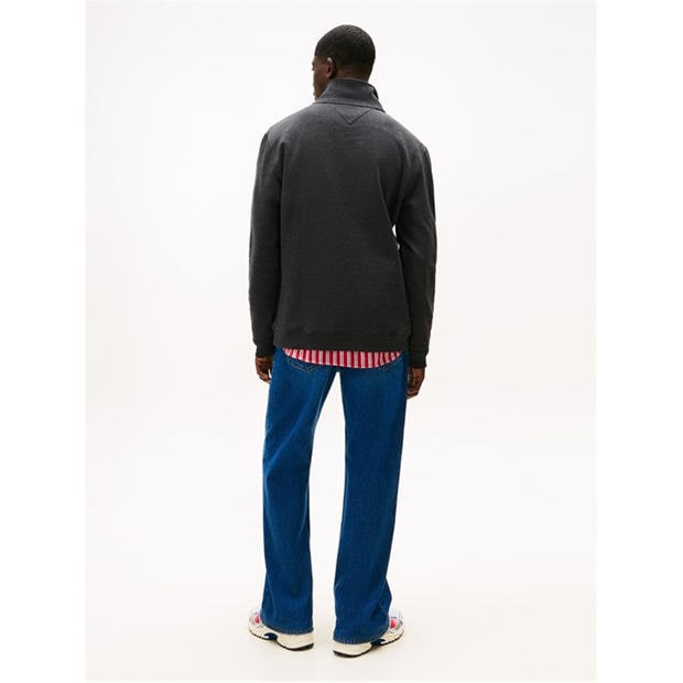 Black Htr - Tommy Jeans - Men's Regular Badge 1/4 Zip Fleece