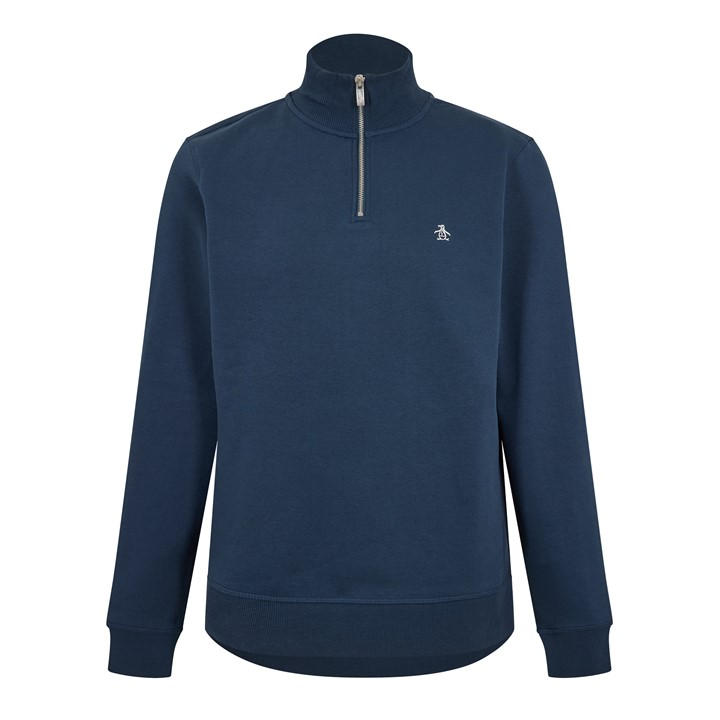 Original Penguin Men' Blue Quarter Zip Fleece in Size S, Sports Direct