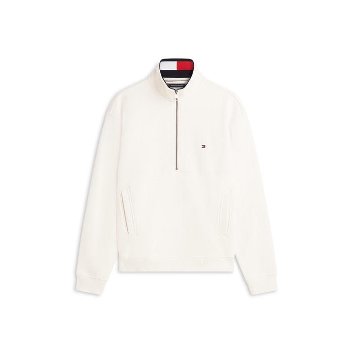 Tommy Hilfiger Men' Cream 1/4 Zip Fleece in Size S, Sports Direct