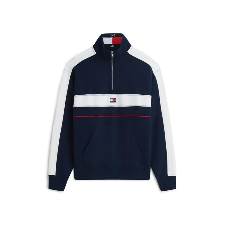 Tommy Jeans Men's Blue 1/4 Zip Fleece in Size XL, Sports Direct