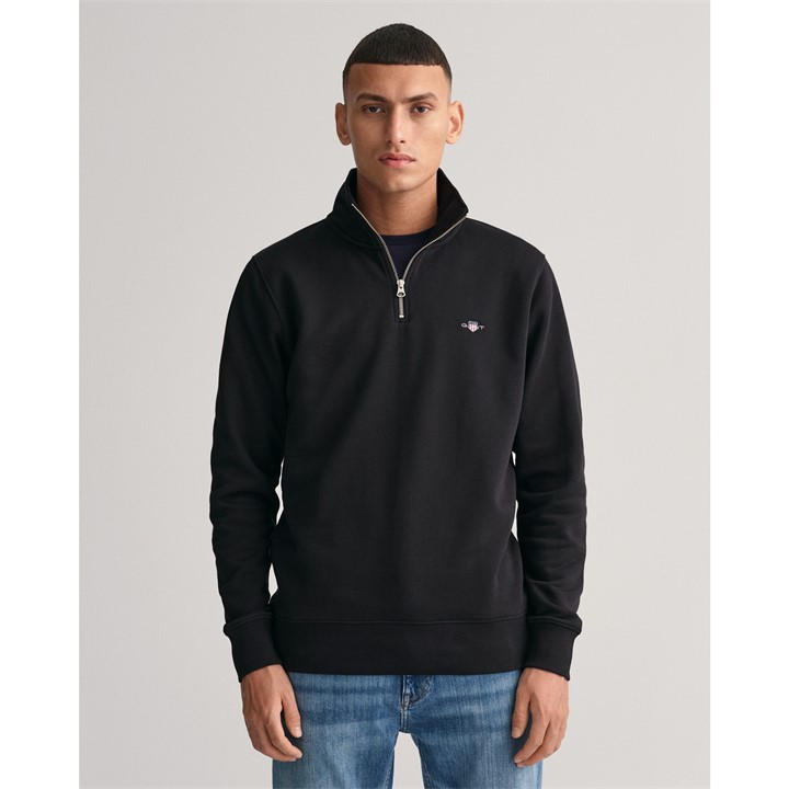 Gant Men' Black Shield Half-Zip Sweatshirt in Size S, Sports Direct
