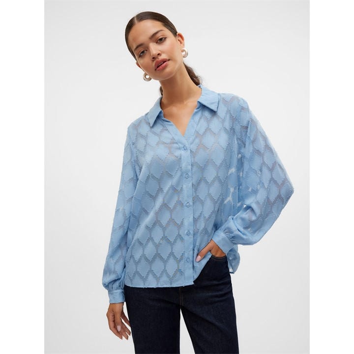 Vero Moda Women's Blue Mayla Long-Sleeve Blouse in Size 10, Sports Direct