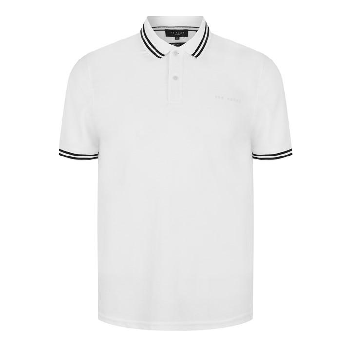 Ted Baker Men' White Striped Trim Short-Sleeve Polo Shirt in Size S, Sports Direct