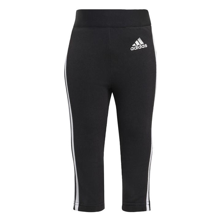 Adidas Girls Black 3 Stripes Leggings in Size 9-12 Months, Sports Direct