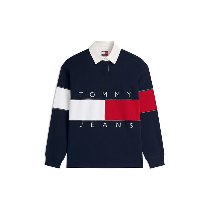 Tommy Jeans Women's Blue Rugby Polo Shirt in Size 16, Sports Direct