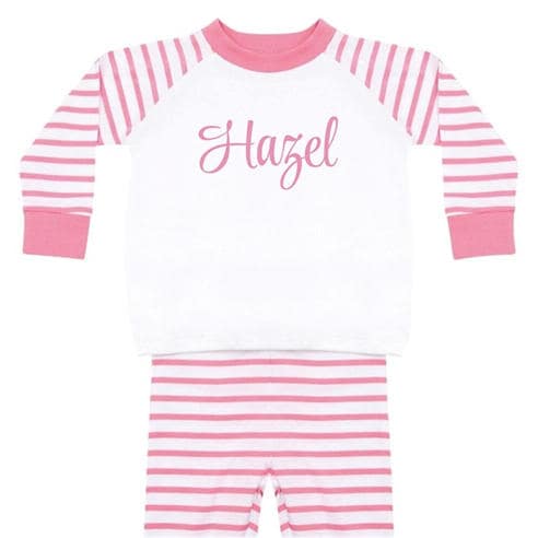 Larkwood - Unisex Kids' Striped Cotton Long Sleeve Pyjama Set