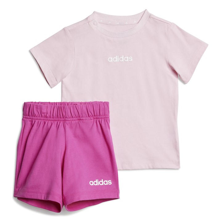 Adidas  Kids Pink Essentials Tee-Short Set Baby in Size 9 - 12 Months, Sports Direct