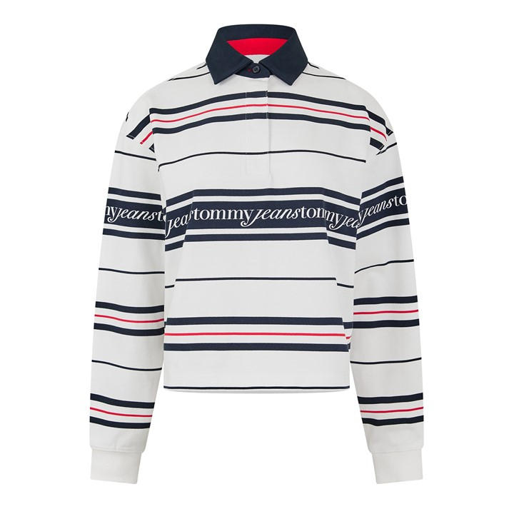 Tommy Jeans Women's White Rugby Polo Shirt in Size 10, Sports Direct
