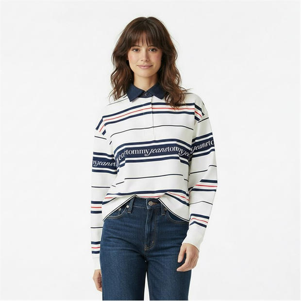 Ecru - Tommy Jeans - Women's Rugby Polo Shirt