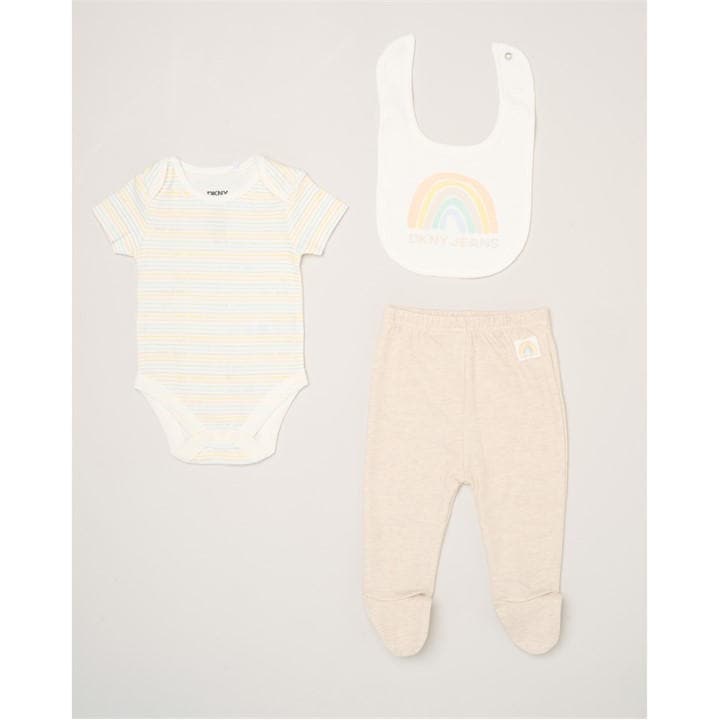Dkny  Kids Beige Jeans Bodysuit Trousers And Bib in Size 0 - 3 Months, Sports Direct