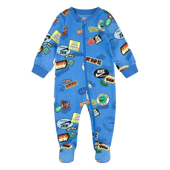 Nike Boys Blue Kids' Aop Footed Coverall Onesie in Size 0 - 6 Months, Sports Direct