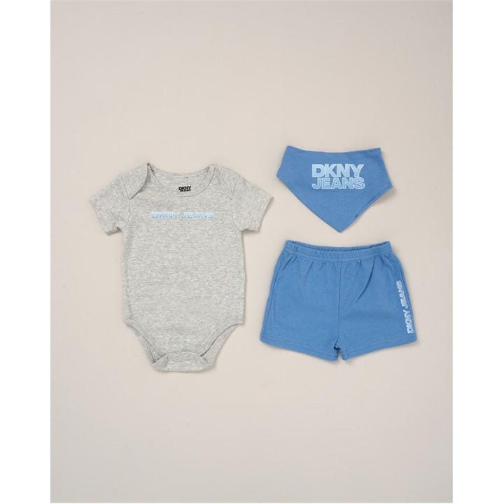 Dkny  Kids Blue Jeans Bodysuit Shorts And Bib in Size 0 - 3 Months, Sports Direct