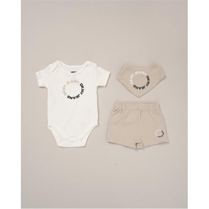 Dkny  Kids Beige Jeans Bodysuit Shorts And Bib in Size 0 - 3 Months, Sports Direct