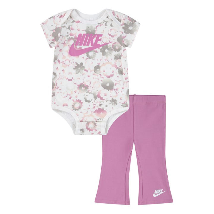 Nike Girls Pink Kids' Flow-Ral Bodysuit Legging Onesie in Size 0 - 3 Months, Sports Direct