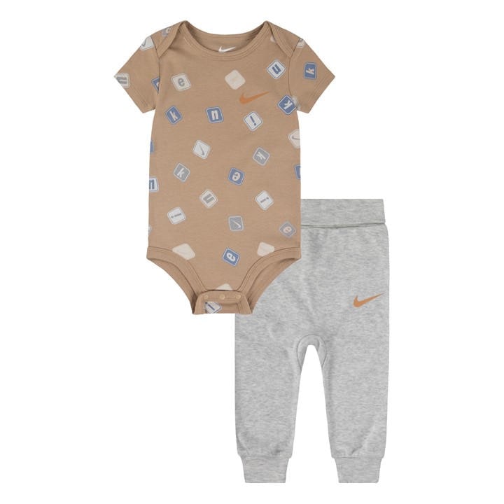 Nike  Kids Grey Kids' Aop Bodysuit Legging Set in Size 0 - 3 Months, Sports Direct