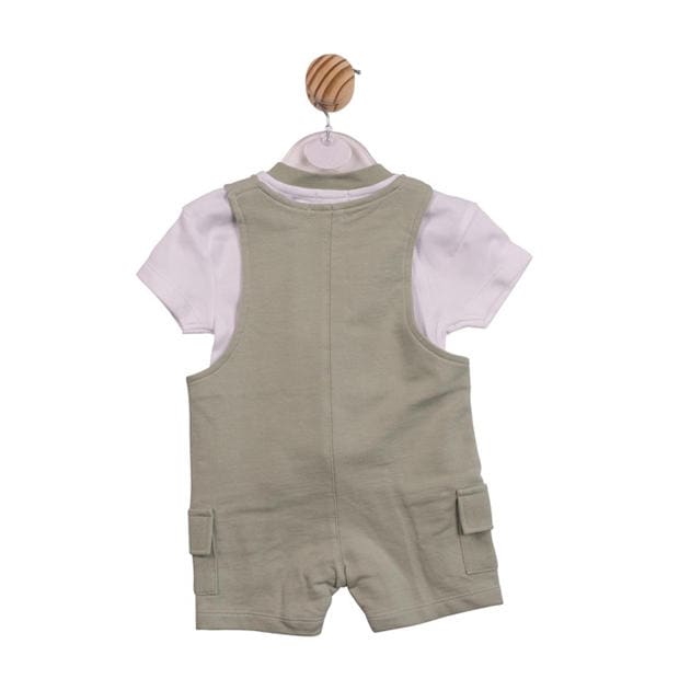 White/Sage - Mintini Baby - Baby Top and Dungaree