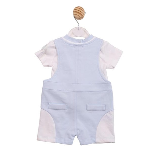 White/Blue - Mintini Baby - Baby Top and Dungaree Set