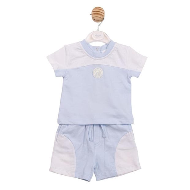 White/Blue - Mintini Baby - Baby Top and Short Set