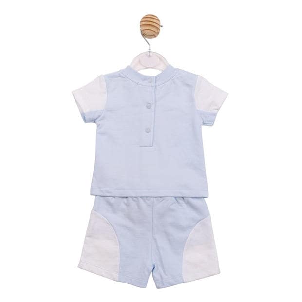 White/Blue - Mintini Baby - Baby Top and Short Set