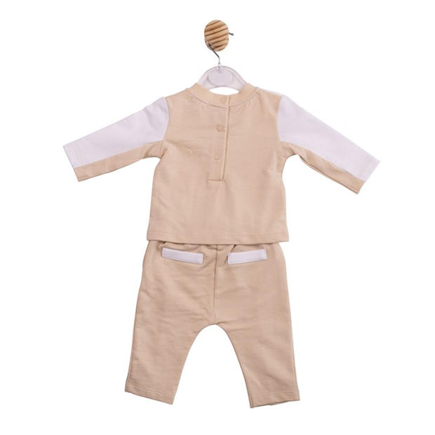 White/Beige - Mintini Baby - Baby Top and Trouser Set