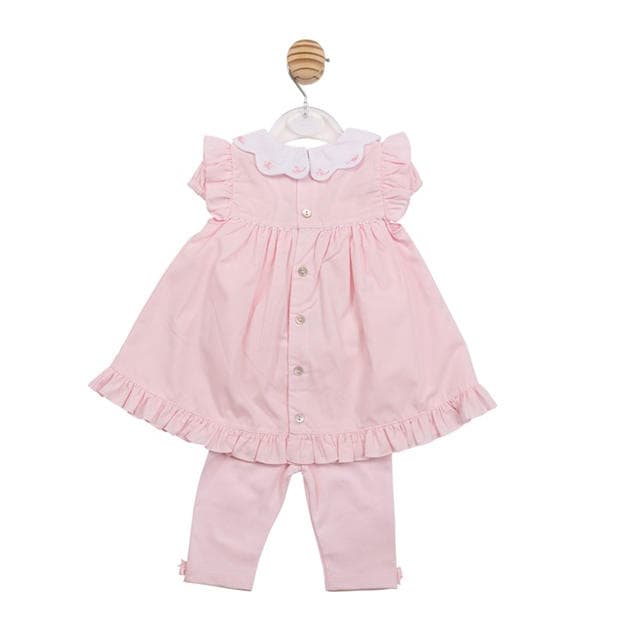 White/Pink - Mintini Baby - Baby Dress and Legging Set