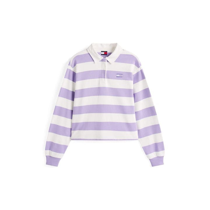 Tommy Jeans Women's Purple Badge Rugby Polo Shirt in Size 12, Sports Direct