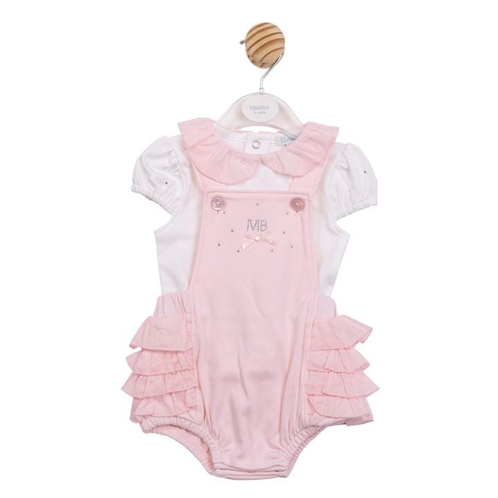 Mintini Baby Girls Pink Baby Top And Romper Set in Size 6 - 9 Months, Sports Direct
