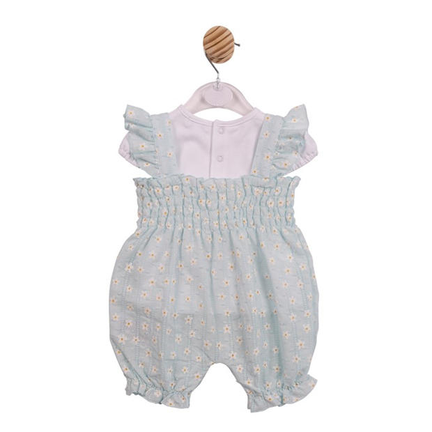 White/Aqua - Mintini Baby - Kids' Top and Sunromper Pyjama Set