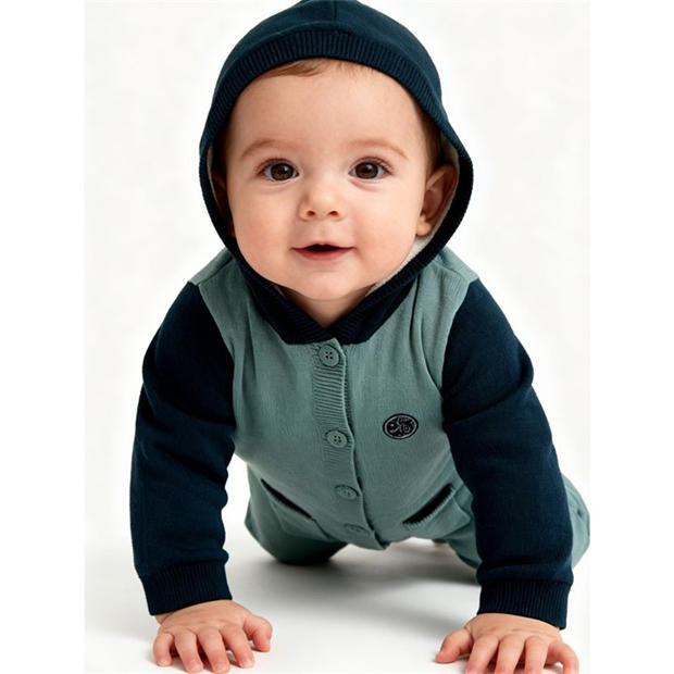 Trellis - Pretty Green - Kids' Cotton Long Sleeve Pram Suit