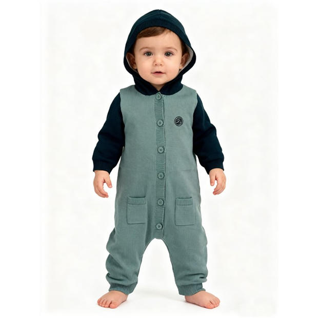 Trellis - Pretty Green - Kids' Cotton Long Sleeve Pram Suit