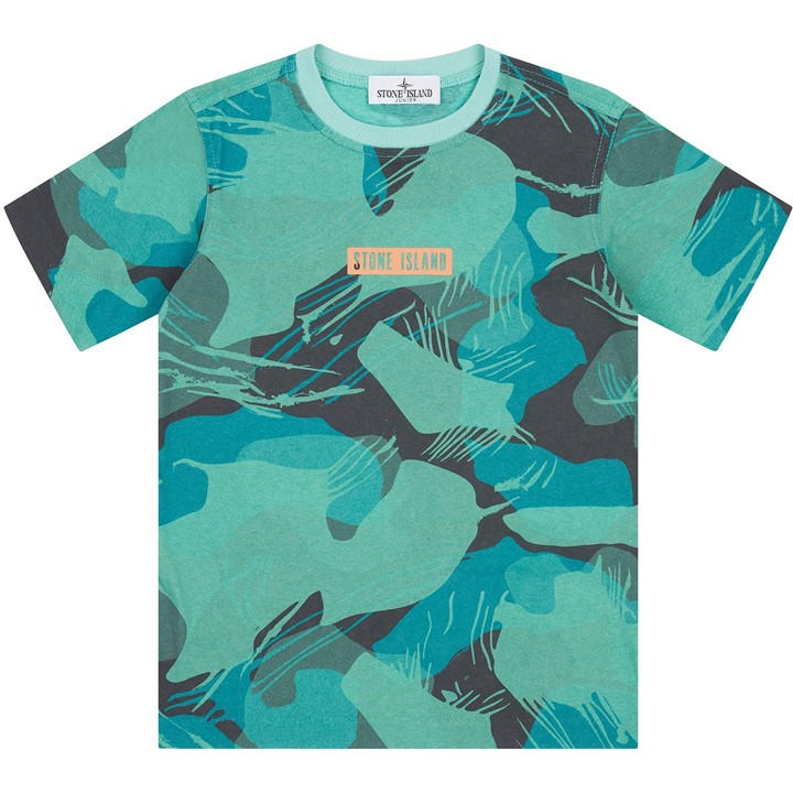 Stone Island Boys Green Junio Camo Tshirt in Size 9 - 10 Years, Sports Direct