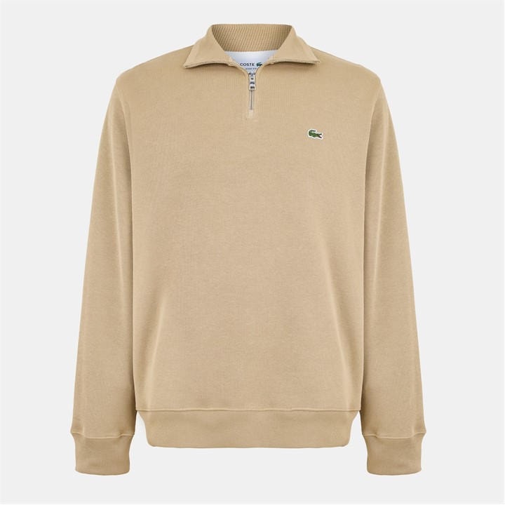 Lacoste Men's Beige Quarter-Zip Fleece Top in Size 2XL, Sports Direct