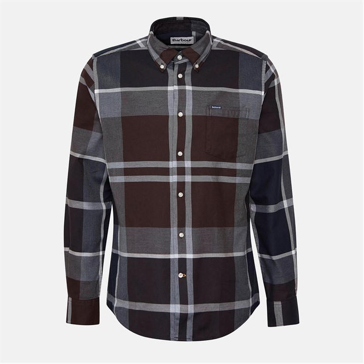 Barbour Men's Brown Dunoon Long Sleeved Shirt in Size M, Sports Direct